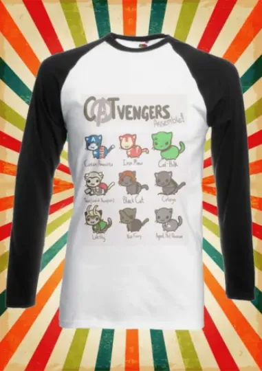 Catvengers Marvel Comic Cat Men Women Long Short Sleeve Baseball Shirt