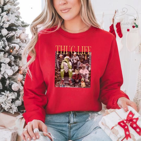 Thug Life funny character Sweatshirt, Thug Life Christmas Movie Shirt, Christmas Friends Sweatshirt,  Christmas Gifts, Ugly Sweater