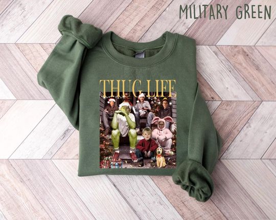 Thug Life Christmas Movies Sweatshirt, Christmas Thug Life Shirt, Christmas Movie Characters Sweatshirt, Retro Thug Life Movie Stars Shirt