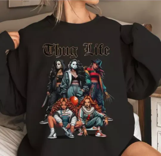 Thug Life Horror Movie Shirt, Halloween Sweatshirt, Horror Friend Sweatshirt