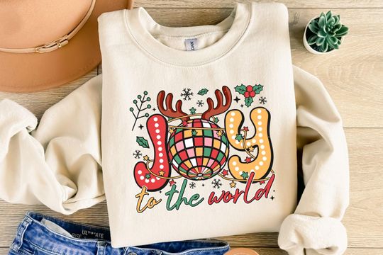 Joy To The World Shirt, Christmas Shirt, Christmas Sweatshirt, Christmas Lights Sweater, Joy Christmas Shirt, Holiday Sweatshirt,Holiday Tee