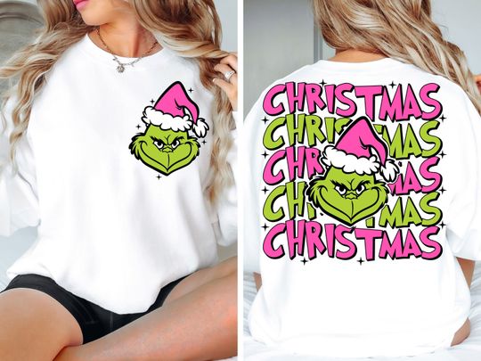 Retro Pink Grinc Christmas Sweatshirt, Christmas Sweatshirt