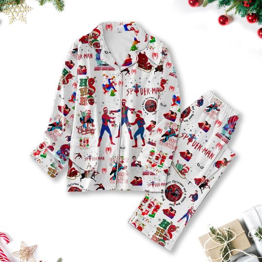 Christmas Spiderman Pajamas, Spiderman Pajamas Set, Spider-Man Women Pajamas, Superhero Family Matching Shirt, Christmas Party Gift