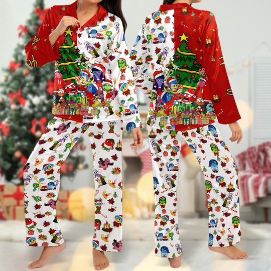 Custom Inside Out 2 Christmas Pajamas, Inside Out Christmas Pajama Set Women, Cartoon Xmas Holiday Gift, Magic Kingdom Shirt