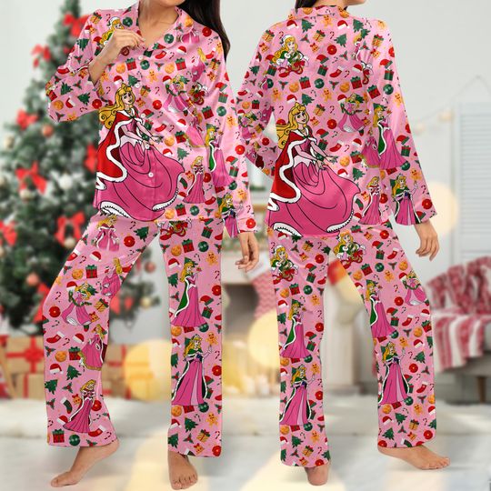 Aurora Princess Christmas Pajamas, Princess Christmas Pajama Set Gift Women, Sleeping Beauty Xmas Holiday Pyjamas, Magic Kingdom Shirt