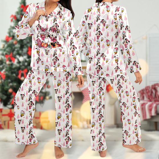 Daisy And Minnie Mouse Pajamas, Minnie Mouse Christmas Holiday Pajamas Set, Mickey & Friends Head Pyjamas, Mickey Xmas Party Shirt