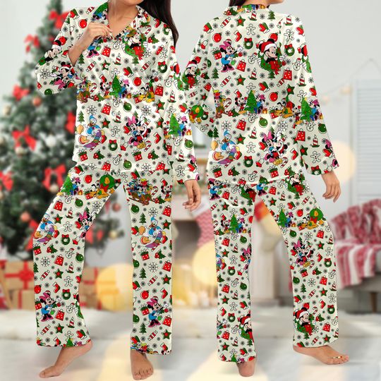 Mickey And Friends Christmas Pajamas, Minnie Goofy Donald Duck Pajamas Set, Mickey Xmas Party Pyjamas, Magic Kingdom Shirt