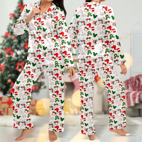 Mickey Mouse Christmas Pajamas, Mickey Ears Pajamas Set, Minnie Mouse Xmas Party Pyjamas, Christmas Cartoon Magic Kingdom Shirt