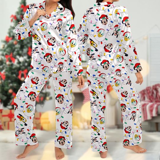 Mickey And Friends Christmas Pajamas, Mickey Mouse Christmas Pajama Set, Minnie Donald Goofy Pluto Pyjamas, Xmas Party Shirt