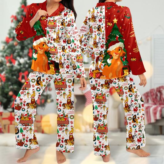 Custom The Lion King Pajamas, The Lion King Christmas Pajama Set Women, Simba Family Matching Shirt, Xmas Party Magic Kingdom Gift
