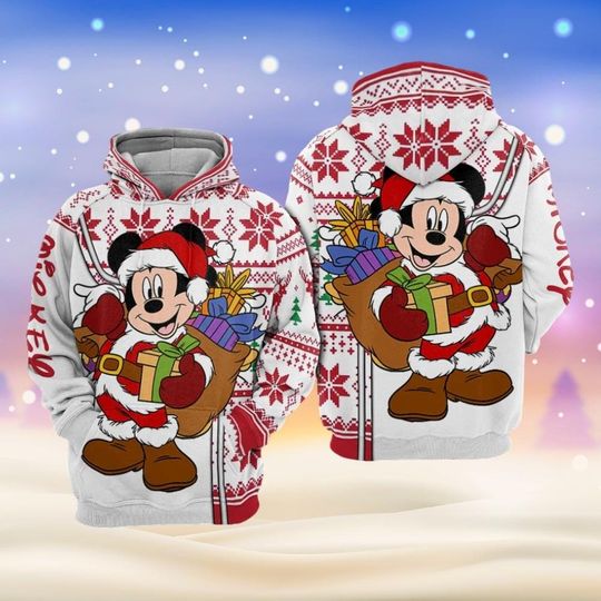Disney Mickey Christmas Shirt, Mickey 2024 Xmas Shirt, Mickey Santa Claus Shirt, Disney Santa Hoodie, Disney Holiday Shirt