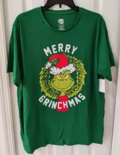 NWT New The funny character Merry Grin Men's Green T-Shirt