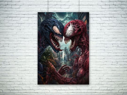 Venom vs Carnage, Venom Print, Carnage Print, Venom Poster, Watercolor Art, Wall Art