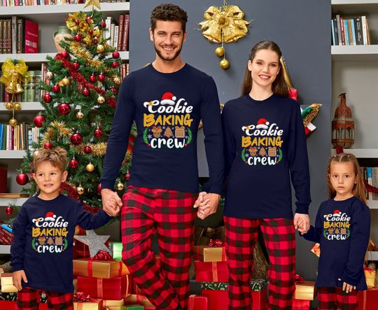 Cookie Baking Crew Long Sleeve Shirt, Family Gingerbread Shirt, Matching Family Christmas Shirt, Family Xmas Shirt, Red Santa Hat Shirt