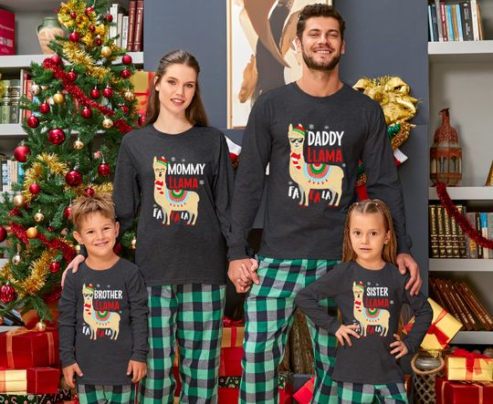 Llama Family Long Sleeve Shirt, Christmas Holiday Shirts, Fa La La Llama Christmas Shirt, Matching Family Xmas Shirt, Llama Family Tee