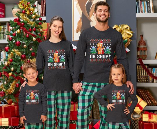 Oh Snap Ugly Family Christmas Long Sleeve Shirt, Ugly Christmas Shirt, Oh Snap Shirt, Matching Family Xmas Shirt, Gingerbread Family Shirt
