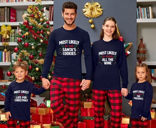 Matching Family Christmas Long Sleeve Shirt, Most Likely to Shirt, Funny Santa's Cookie Shirt, Christmas Shirt, Matching Group Xmas Shirt