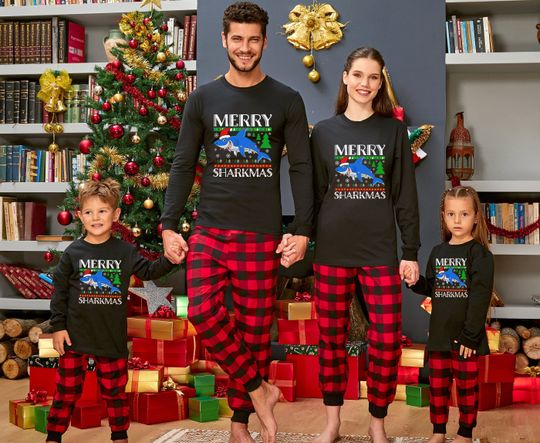 Merry Sharkmas Long Sleeve Shirt, Christmas Santa Shark Shirt, Xmas Gift, Matching Family Shirt, Sharkmas Shirt, Christmas Outfit