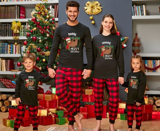 Custom Sloth Family Christmas Long Sleeve Shirt, Family Xmas Outfit, Sloth Christmas, Matching Family Xmas Shirt, Custom Sloth Family Shirt