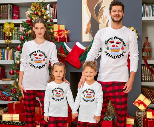 Merry Christmas Family Long Sleeve Shirt, Santa Claus Shirt, Custom Santa In Chimney Shirt, Merry Christmas Daddy Mommy Shirt