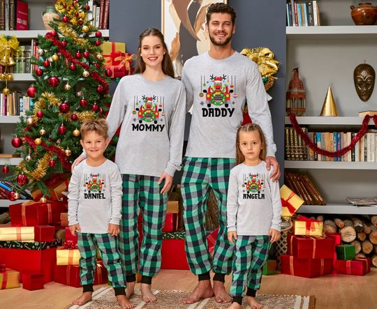 Custom Matching Deer Family Long Sleeve Shirt, Christmas Truck Shirt, Reindeer Truck Shirt, Red Truck Christmas Daddy Mommy Brother Shirt