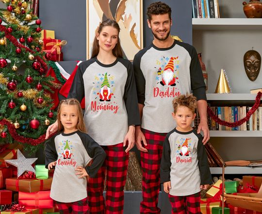 Custom Gnome Family Christmas Shirt, Christmas Family Gift, Gnome Xmas Raglan, Matching Family Christmas Shirt, Gnome Christmas Shirt