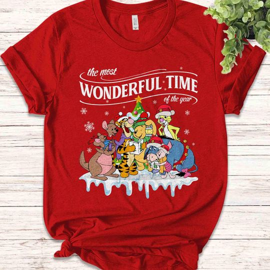 Winnie The Pooh Christmas shirt, It's Most Wonderful Time Of The Year Pooh Disney Christmas, The Pooh And Friends Christmas Tree tee