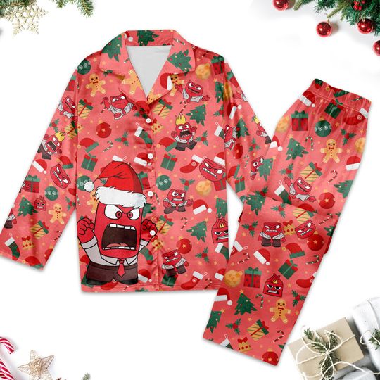 Anger Inside Out Christmas Pajamas, Inside Out 2 Christmas Pajamas Set, Inside Out Xmas Holiday Gift For Women, Magic Kingdom Shirt