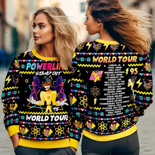 Powerline&nbsp;World Tour Ugly Sweater Christmas | Powerline Stand out Goofy Powerline Christmas Sweatshirt | A Goofy Movie Xmas Sweatshirt