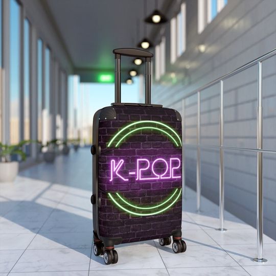 Neon KPOP sign Cabin Suitcase, Custom Korean Pop Carry on Suitcase