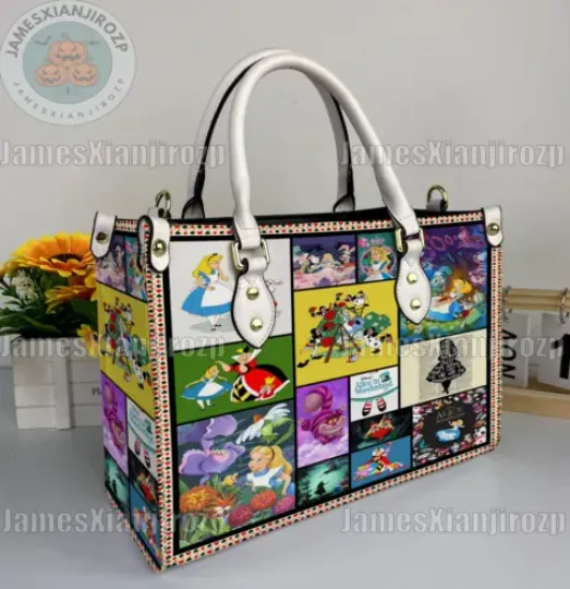 Alice In Wonderland Christmas Leather Handbag, Alice In Wonderland
