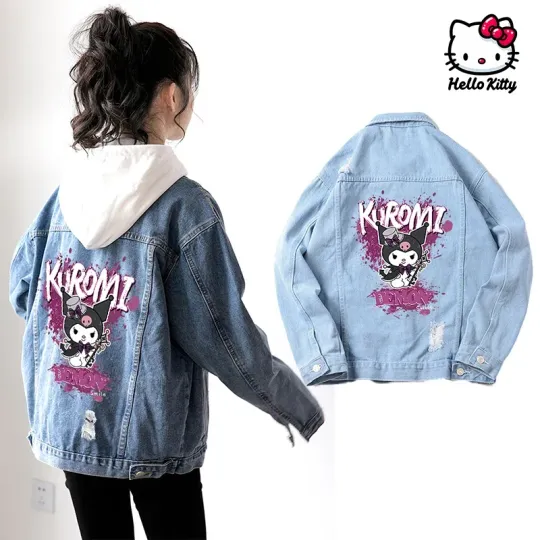 Hello Kitty Kuromi Print Denim Jacket