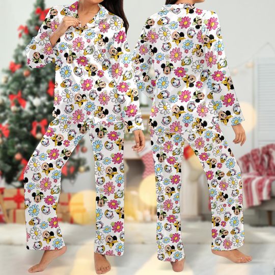 Mickey Mouse Pajamas Set, Mickey Mouse Family Matching Pajamas, Minnie Mouse Cartoon Christmas Party Tee, Magic Kingdom Shirt