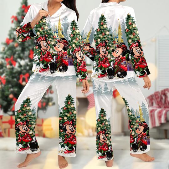 Minnie Mouse Christmas Pajamas Set, Mickey Mouse Christmas Pajamas Women, Mickey Mouse Xmas Party Gift, Magic Kingdom Shirt