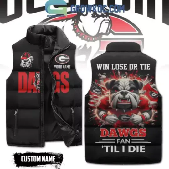 GA bulldogs Dawgs Fan Till I Die Personalized Sleeveless Puffer Jacket