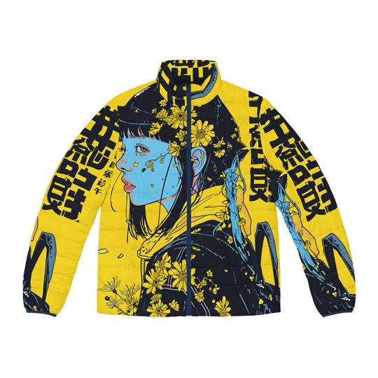 Japanese Men's Puffer Jacket (AOP),Japanese Steetwear Winter Jacket