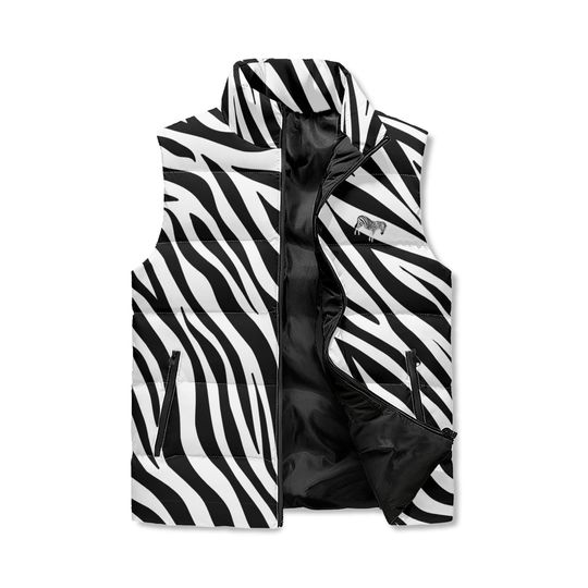 Zebra Animal Print Womens Puffer Vest Women Winter Puffy Coat Sleeveless Zip Up Jacket Womens Outwear Fall Jacket for Her Gift For Women