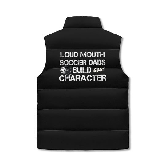 Soccer Puffer Vest Jacket Puffer Winter Jacket for Sports Moms and Dads Unisex Zip Up Puffer Vest Double Side Printed