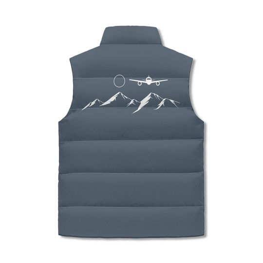 Puffer Vest  Gift For Pilot Casual Blue Puffer Vest Stand Collar Zip Up Pilots and Aviation  Lovers Gift for Friends Sleveless Puffer Jacket