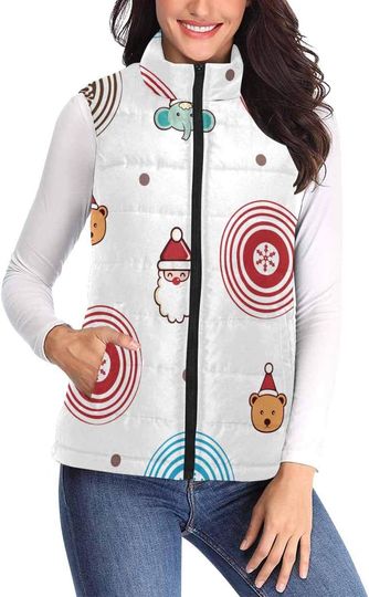 Christmas Cartoon Character Puffer Sleeveless Jacket