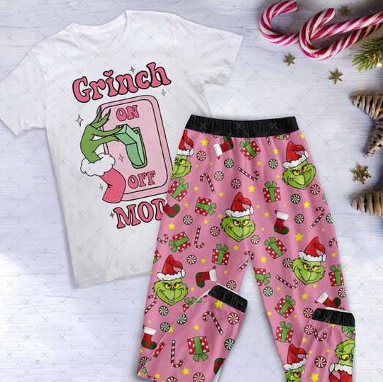 funny character Holiday Pajamas Set, funny character On-Off Mode Pajamas Set, funny character Family Pajamas For Adult And Kids