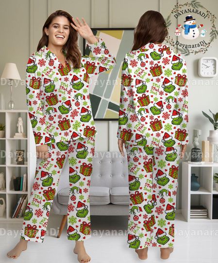 The funny character Christmas Pajamas Set, The funny character Christmas Pajamas, Pajamas Sleepwear, Pyjamas Set , Christmas Pajamas, Comfortable Sleepwear