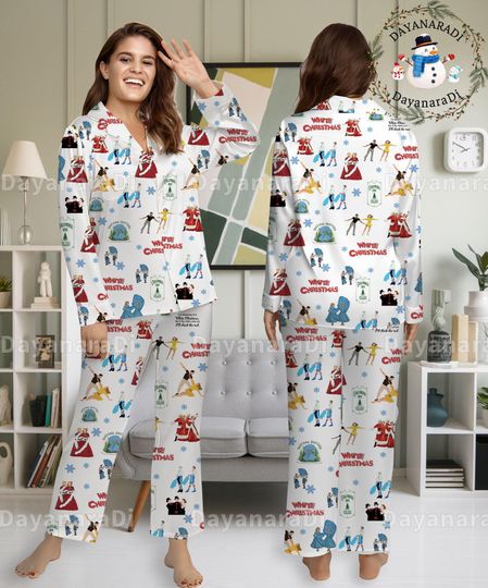 White Christmas Pajamas Set, White Christmas Woman Pajamas, Pajamas Sleepwear, Christmas Pyjamas Set, Comfortable Sleepwear, Christmas Gift