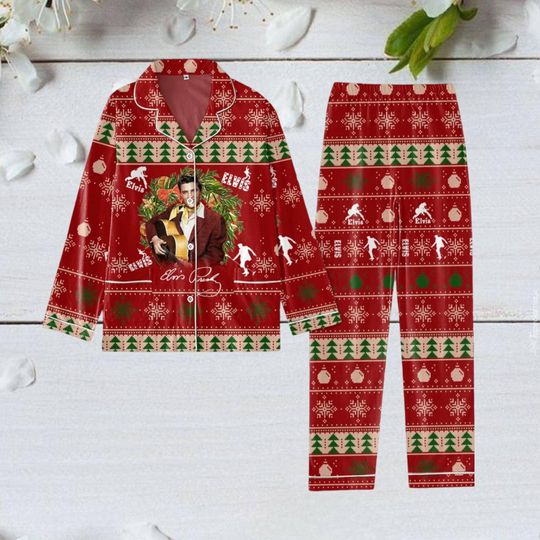 Elvis Presley Christmas Pajamas, Elvis Memories Xmas Pajamas, Elvis King Xmas Pajamas, King Of Rock And Roll Shirt, Gift For Elvis Fan