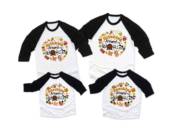 Disney Thanksgiving Shirt, Disney Fall Raglan, Disney Epcot , Disney Fall Shirt, Drinking/Snacking around the World, Disney Fall Snacks