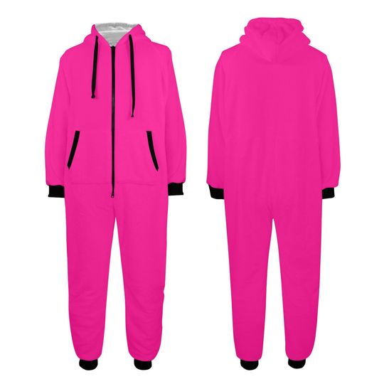 Hot pink hooded onesie pajamas For the family, pink onesie, solid color onesies, choose your color onesie, custom onesie for the family