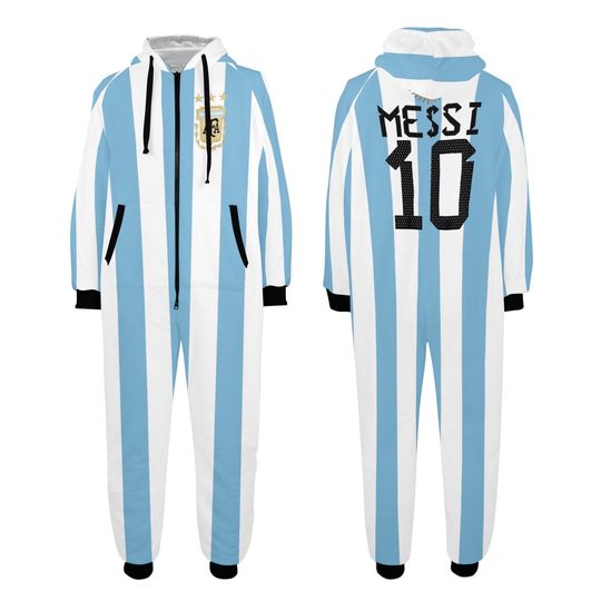 Messi Onesie for the family, Messi Hooded Jumpsuit, Messi onesie, Argentina Soccer Team, Messi 10, Messi sleepwear, loungewear, gift