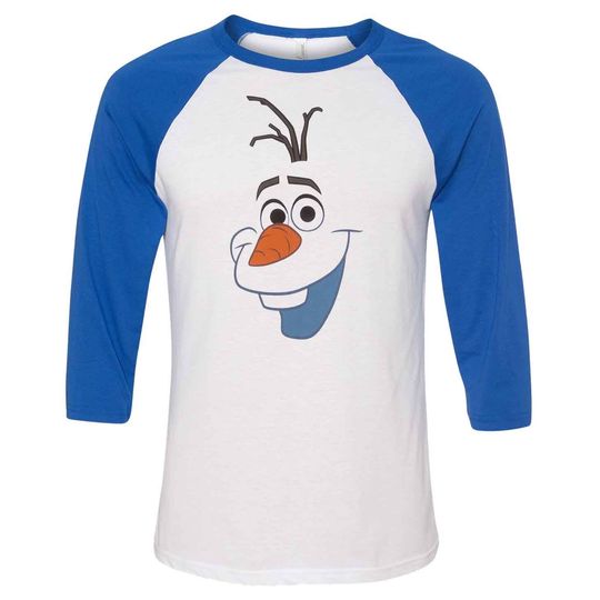 Olaf Face printed T-shirt Funny snowman Christmas theme Party 3/4 sleeve Adult Raglan shirts