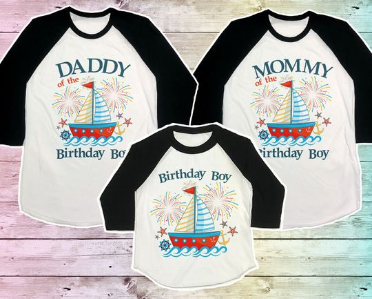 Nautical Birthday Shirt, Boat Family Birthday shirt, Anchor Birthday Shirts, Sailboat Mommy Birthday Raglan, Sailor Birthday, Ocean Birthday