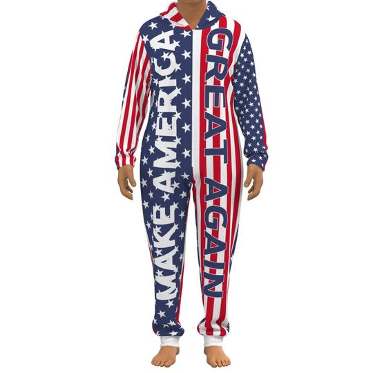 Trump MAGA Adult Onesie Pajamas, Unisex Thickened Jumpsuit for Comfortable & Cozy Wear, Perfect Gift, Trending, Original Design
